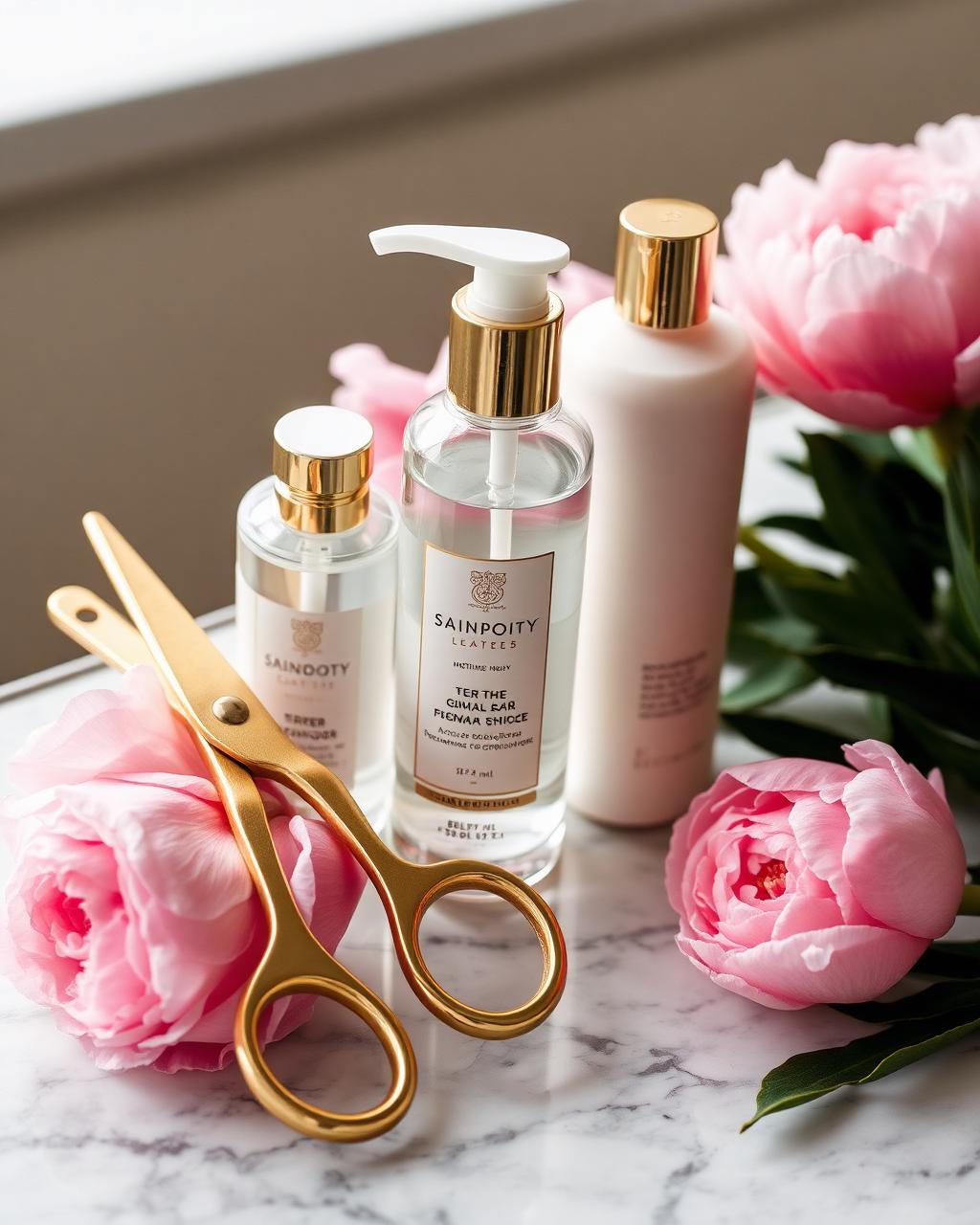 Gold scissors and serum